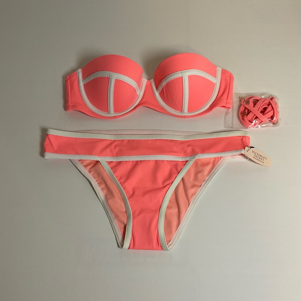 Victoria's Secret "Itsy Flirt" color block bikini set (Size Small, 34B)